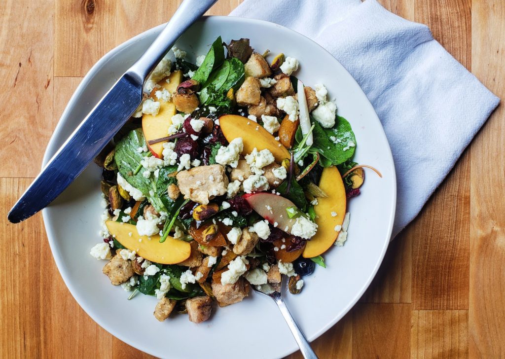 Grilled chicken and stone fruit salad