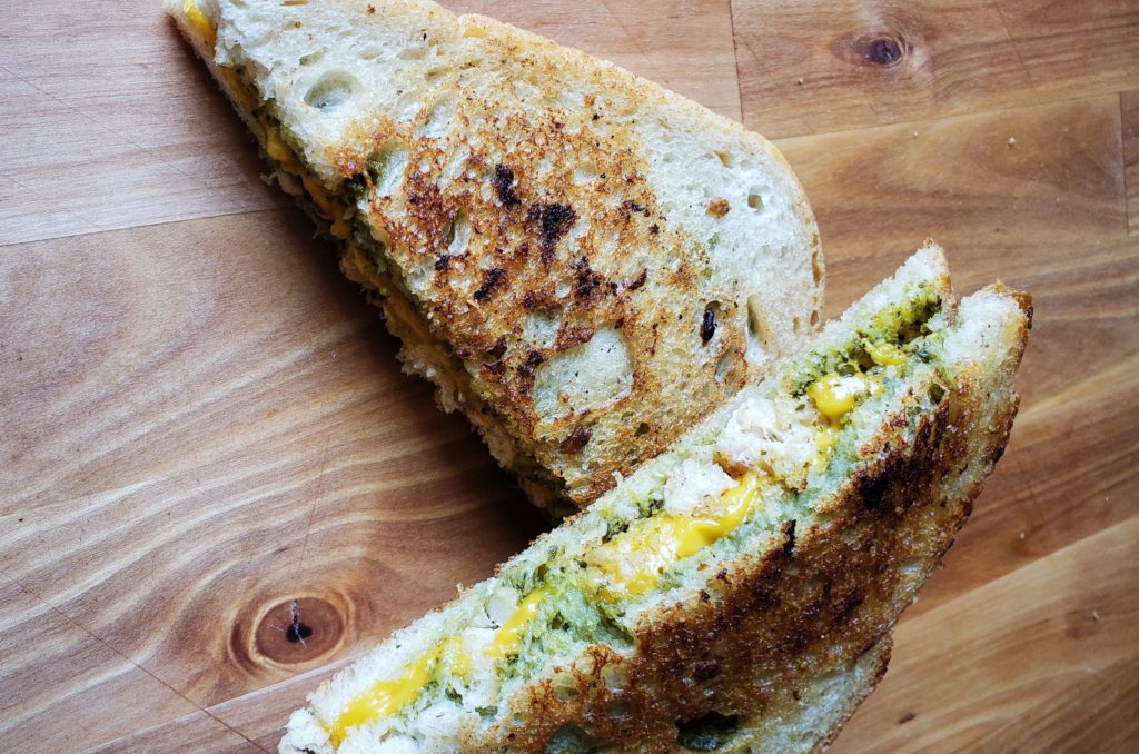 Pesto Grilled Cheese with Plant-based Chicken