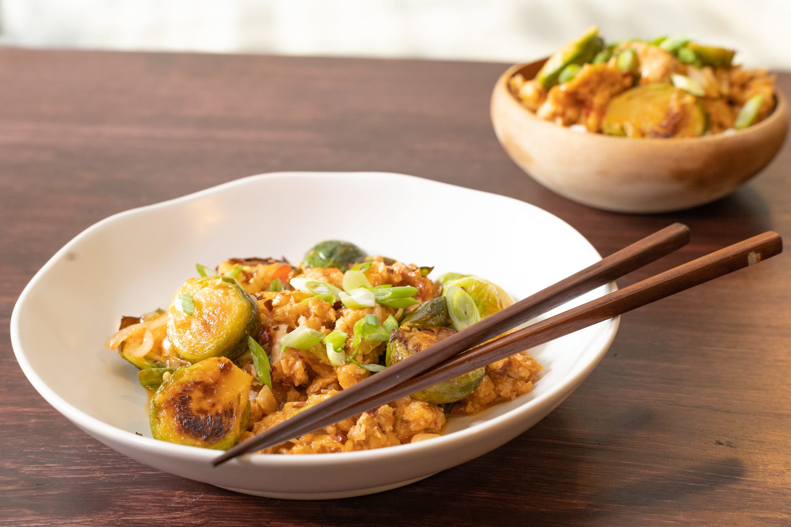 One-Pan Sweet Chili Pork & Brussel