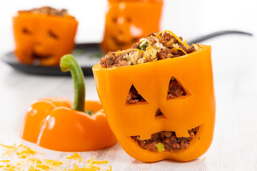 Stuffed Jack-O-Lantern Peppers