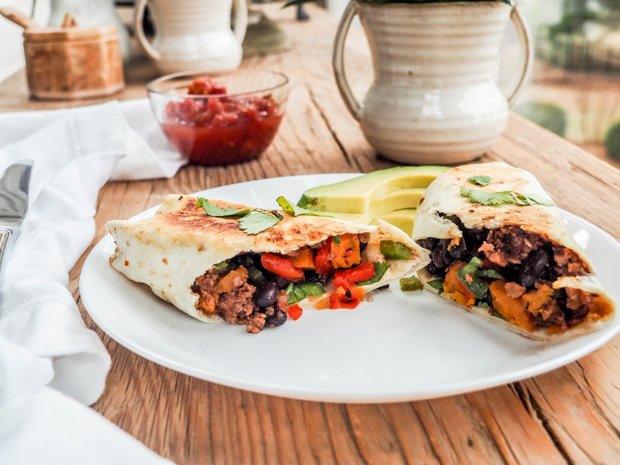 Chorizo Black Bean and Sweet Potato Burrito